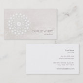 Carte De Visite Cercle blanc chic et élégant Mandala Ivory (Devant / Derrière)