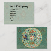 Carte De Visite Cercle chinois antique bleu vert (Devant / Derrière)