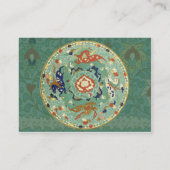 Carte De Visite Cercle chinois antique bleu vert (Dos)