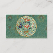 Carte De Visite Cercle chinois antique bleu vert (Dos)