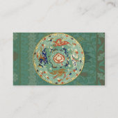 Carte De Visite Cercle chinois antique bleu vert (Dos)