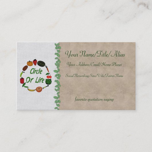 Carte De Visite Cercle de la vie (Devant)