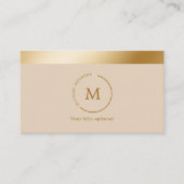 Carte De Visite Cercle de monogramme de bande d'or beige (Devant)