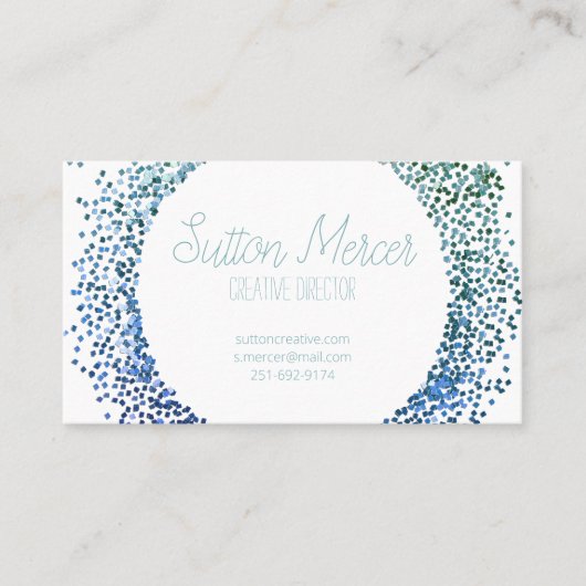 Carte De Visite Cercle de Parties scintillant bleu (Devant)