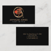 Carte De Visite Cercle d'Enso de zen et arbre de Sakura (Devant / Derrière)