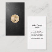 Carte De Visite Cercle d'or en noir moderne (Devant / Derrière)