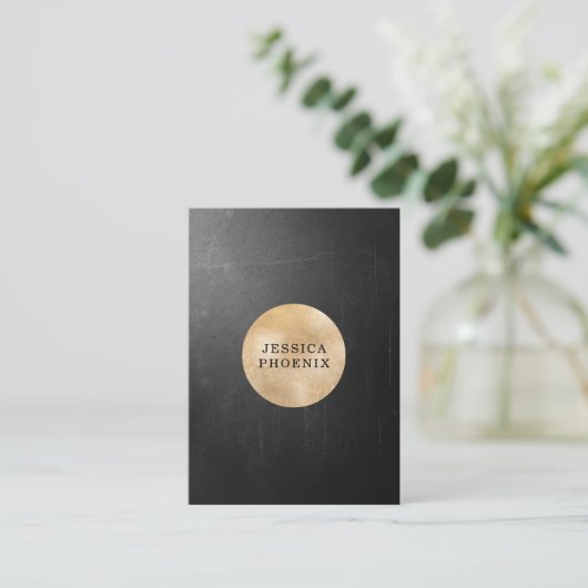 Carte De Visite Cercle d'or en noir moderne (Debout devant)