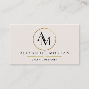 Carte De Visite Cercle d'or Monogramme Minimaliste Professionnel E