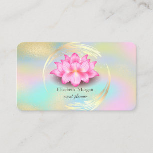 Carte De Visite Cercle doré élégant Lotus holographique coloré