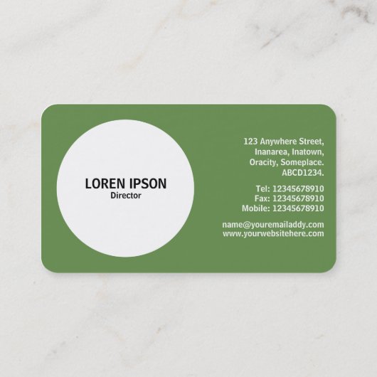 Carte De Visite Cercle d'ouverture - Vert mousse (Dos)