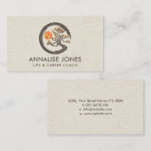 Carte De Visite Cercle en mosaïque et arbre bonsaï (Devant / Derrière)