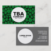 Carte De Visite Cercle - Feuille - Vert herbe sur noir (Devant / Derrière)
