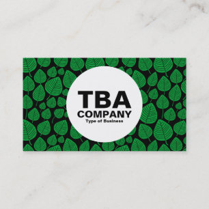 Carte De Visite Cercle - Feuille - Vert herbe sur noir