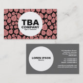 Carte De Visite Cercle - Feuilles - Rose doux sur noir (Devant / Derrière)