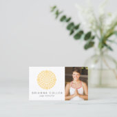 Carte De Visite Cercle Jaune Mandala, Guérisseur Holistique Ajoute (Debout devant)