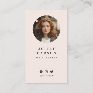Carte De Visite Cercle minimaliste moderne Code QR Photo Ongle Art