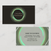 Carte De Visite Cercle Moderne Aquarelle Vert Nature Professionnel (Devant / Derrière)