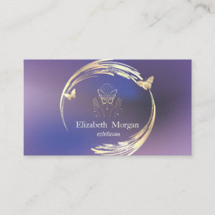 Carte De Visite Cercle Moderne Papillon Violet,Or