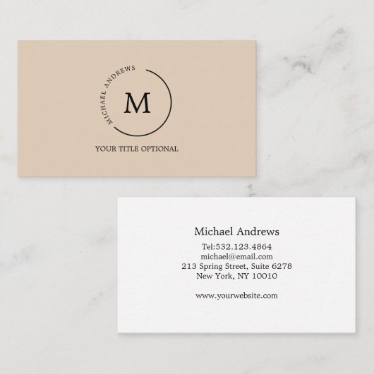 Carte De Visite Cercle monogramme (Devant / Derrière)