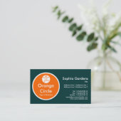 Carte De Visite Cercle orange - Vert foncé (Debout devant)