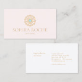 Carte De Visite Cercle rose clair Mandala Logo Beauté Spa de soins (Devant / Derrière)