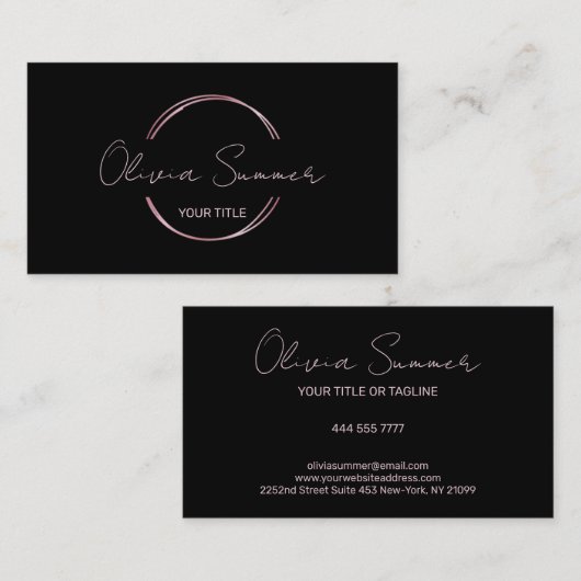 Carte De Visite Cercle rose Gold Luxury (Devant / Derrière)