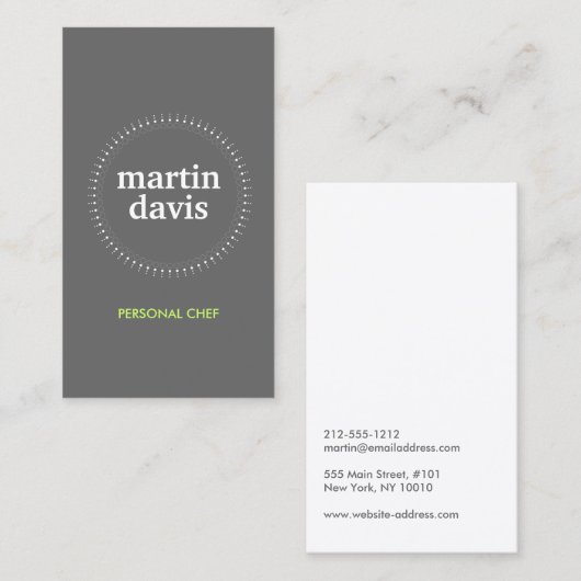 Carte De Visite CERCLE SUBTILE sur GRAS (Devant / Derrière)