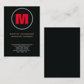 Carte De Visite Cercle Timbre Monogramme Rouge foncé Entraîneur pe (Devant / Derrière)