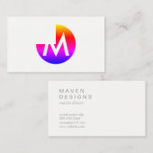 Carte De Visite Cercle / Trois quarts (coloré) (Devant / Derrière)