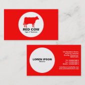 Carte De Visite Cercle - Vache - Rouge (Devant / Derrière)