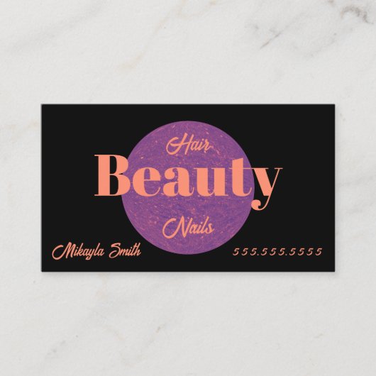 Carte De Visite Cercle violet sur Black Beauty Style ongles de che (Devant)