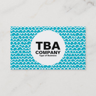 Carte De Visite Cercle - Wavy - Blanc sur Aqua Blue 00b2ca