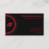 Carte De Visite Cercles Abstraits gris rouge nuances élégant noir (Dos)