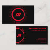 Carte De Visite Cercles Abstraits gris rouge nuances élégant noir (Devant / Derrière)