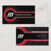 Carte De Visite Cercles Abstraits gris rouge nuances élégant noir (Devant / Derrière)