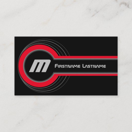 Carte De Visite Cercles Abstraits gris rouge nuances élégant noir (Devant)