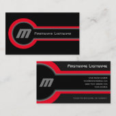 Carte De Visite Cercles Abstraits gris rouge nuances élégant noir (Devant / Derrière)