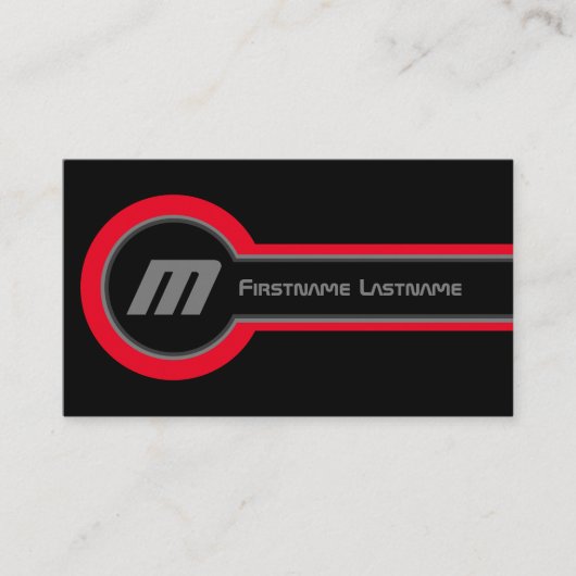 Carte De Visite Cercles Abstraits gris rouge nuances élégant noir (Devant)