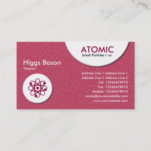 Carte De Visite Cercles atomiques - Maroon Texture Embossée (Devant)