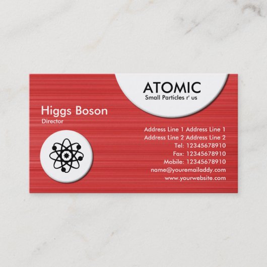 Carte De Visite Cercles atomiques - Texture brodée rouge (Devant)