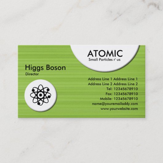 Carte De Visite Cercles atomiques - Texture brodée verte (Devant)
