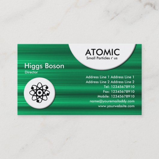 Carte De Visite Cercles atomiques - Texture brodée verte (Devant)