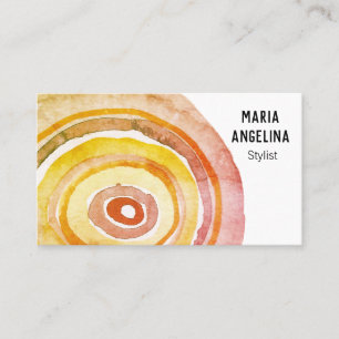 Carte De Visite Cercles d'aquarelle Anneaux neutres Rouges chauds 