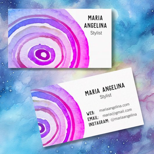 Carte De Visite Cercles d'aquarelle Bagues neutres Abstrait pourpr