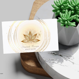 Carte De Visite Cercles de lotus élégants et modernes en or scinti