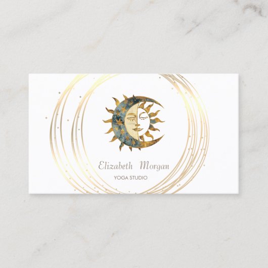 Carte De Visite Cercles de Lune Soleil Or Professionnels (Devant)