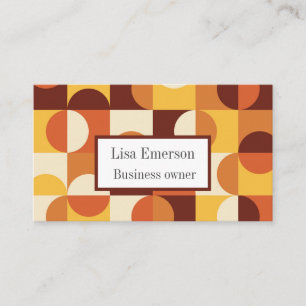 Carte De Visite Cercles demi Mid Century  Jaune Orange Personnalis