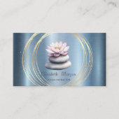 Carte De Visite Cercles d'or Lotus Bleu Zen Pierres métalliques (Devant)