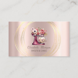 Carte De Visite Cercles d'or Parties scintillant Mixer rouge Fleur