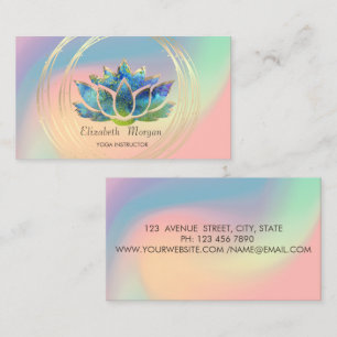 Carte De Visite Cercles dorés élégants Lotus Pastel Holographique